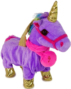 Jednorożec LEAN Toys ze złotymi skrzydłami Fioletowy 12687 (5905214977252)