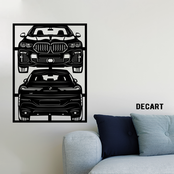 Картина на стену в стиле лофт. Деревянное панно на подарок Decart BMW X6 2021 90х67 см (без подсветки)