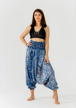 Штаны-шаровары Алладины Афгани с мотней Sapphire Mosaic RAO WEAR OneSize синий
