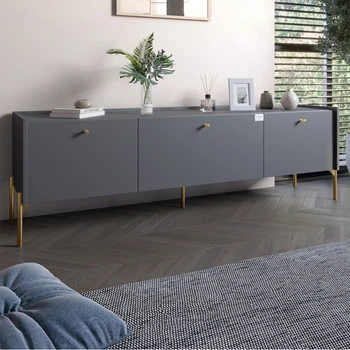 Тумба под телевизор на 3 ящика LION Wood с золотыми ножками 160x40x65 см Антрацит (LION-042987)