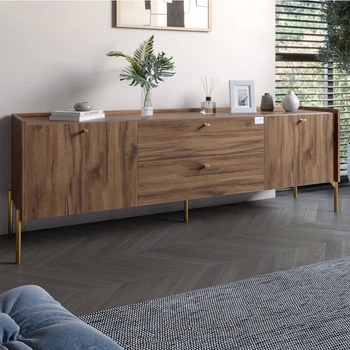 Тумба под телевизор с ящиками LION Wood с золотыми ножками 180x50x40 см Дуб Ливорно (LION-043114)
