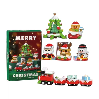 Набор конструктора OEM Bricks 3D Merry Christmas Санта Клаус олени паравоз 1627 деталей Разноцветный (W1410)