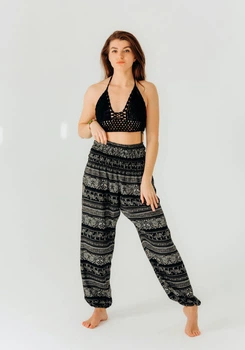 Восточные штаны с широкой резинкой Elephant Noir RAO WEAR OneSize рост 155-165 см черный