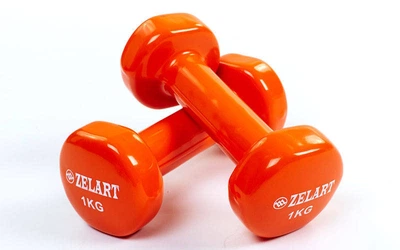 Гантелі planeta-sport для фітнесу з вініловим покриттям Zelart Beauty TA-5225-1 2 x 1 кг Помаранчевий
