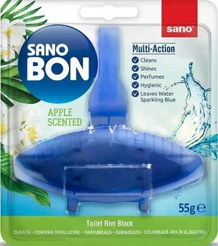 Туалетний блок SANO Sanobon Blue Apple 55 г до 800 змивань, синя вода + антибактеріальний “Яблуко”