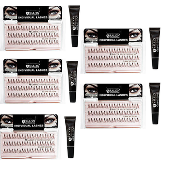 Набір для нарощування вій Salon Professional 1 пучок Medium Flare Lashes 5 упаковок + Чорний клей 5 упаковок