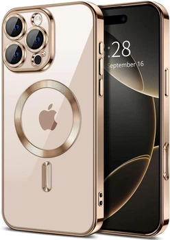 Чехол Wave Premium Metal Shining case with MagSafe (TPU) для Apple iPhone 16 Pro 6.3” Desert Titanium