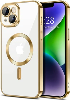 Чохол Wave Premium Metal Shining case with MagSafe (TPU) для Apple iPhone 13 14 6.1” Gold