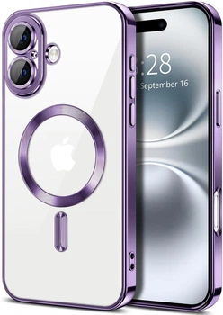 Чехол Wave Premium Metal Shining case with MagSafe (TPU) для Apple iPhone 16 6.1” Deep Purple
