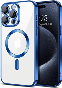 Чехол Wave Premium Metal Shining case with MagSafe (TPU) для Apple iPhone 15 Pro Max 6.7” Midnight Blue