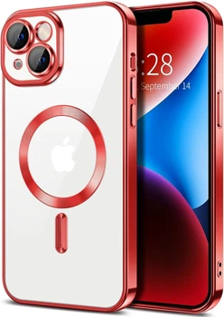 Чехол Wave Premium Metal Shining case with MagSafe (TPU) для Apple iPhone 13 14 6.1” Red
