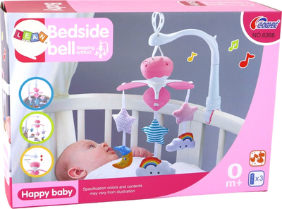 Karuzela do łóżeczka uniwersalna LEAN Toys na klipsach z pluszowymi zawieszkami Różowa 22796 (5905991051459)