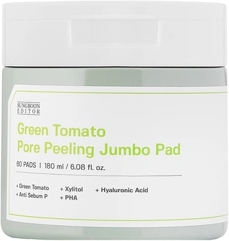 Пілінг-пади Sungboon Editor Green Tomato Pore Peeling Jumbo Pad з екстрактом зеленого помідора 60 шт (8809684568750)