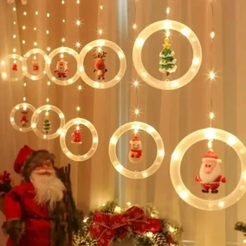 Гирлянда Xmas штора Кольца с фигурами 3 м 70 см 110L WW Теплый белый