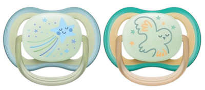 Пустушка ортодонтична Philips AVENT Ultra Air Nighttime 0-6м 2 шт SCF376/18 (8720689016667)