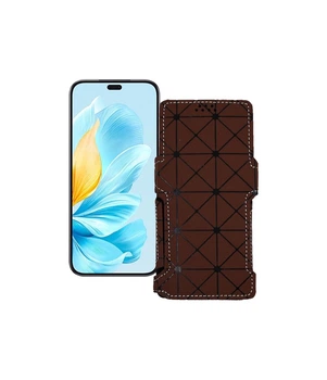 Чохол-книжка з екошкіри для телефону Honor 200 Lite 5G Коричневий ромб