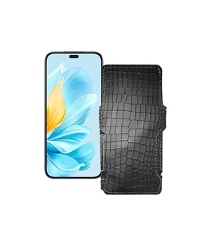 Чохол-книжка з екошкіри для телефону Honor 200 Lite 5G Чорний крокодил