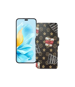 Чохол-книжка з екошкіри для телефону Honor 200 Lite 5G Луї-Вітон-коричневий