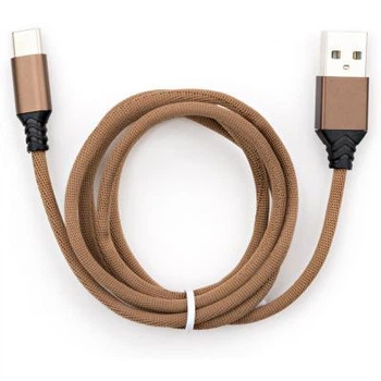 Дата кабель USB 2.0 AM to Type-C nylon 1m brown Vinga