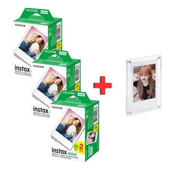 Фотопапір Fujifilm INSTAX MINI (54 x 86мм 3х20 знімків) + прозора фоторамка (В подарунок) / картридж сумісний з камерами Fuji Instax Mini 12, 11, Evo, 40, 90, 99, 9, LiPlay та принтерами SP-1, SP-2, Mini Link, Link2, Link3