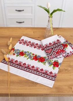 Серветки бавовняні "Буковина" (червона) 35х35 см (комплект 4 шт.)