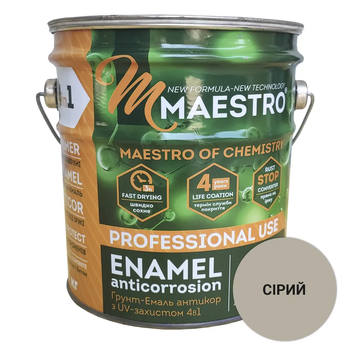 Грунт-эмаль 4 в 1 серая MAESTRO 2,8 кг