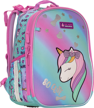 Рюкзак Class SchoolCase Mini Cute Unicorn 2 отделения 35х27х16 см Розовый с голубым (8591662250503)