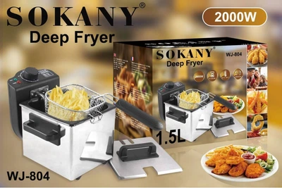Фритюрница электрическая Sokany WJ-804 2000 Вт 1,5 литра нержавеющая сталь
