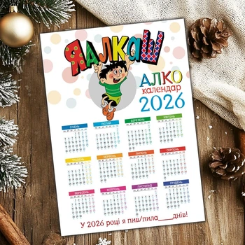 Календарь "Алко - календарь "Яалкаш", формат А4, глянцевая ламинация
