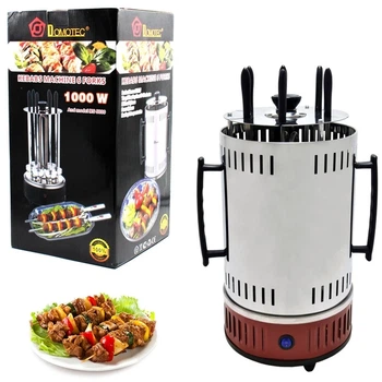 Электрошашлычица Шампура Domotec BBQ MS-7783/ 7134 RED для дома вертикальная (мясо, колбаски, свинные ребрышки, овощи, грибы, креветки) 1000W