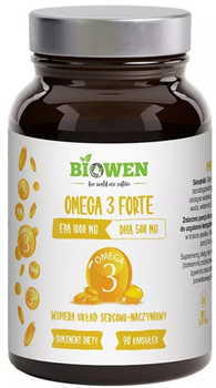 Харчова добавка Biowen Omega 3 Forte 1000 мг EPA, 500 мг DHA 90 капсул (5904806120427)