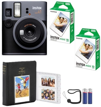 Набор Fujifilm INSTAX MINI 41 фотокамера мгновенной печати / картриджи 2 шт. / фотобумага 20 фото / фотоальбом / ремешок / батарейки / подарочная упаковка
