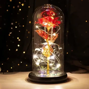 Роза в колбі LED RED GOLD