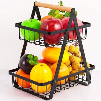 Корзина для фруктов 2 яруса, 32х30х18смКоVegetableКорзина д and fruit storage rack / Фруктовница металлическая
