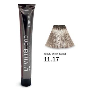 Фарба для волосся Divina.Оne надзвичайно світлий блонд Eva Professional 11.17 nordic extra blonde (світлий блонд попелясто-перламутровий) 01281117