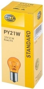 Zestaw żarówek samochodowych Hella Standard PY21W 12 V Pomarańczowa 10 szt (8GA006841121)