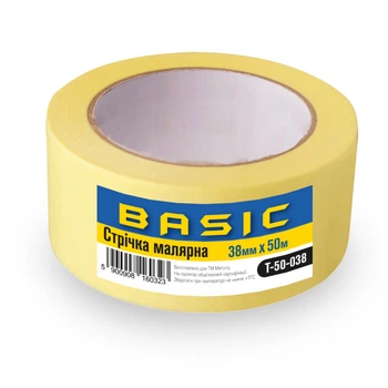 Малярная лента желтая 38 мм 50 м BASIC