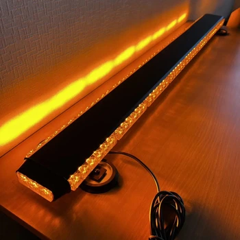 Стробоскоп-мигалка LED балка 125 см желтый/оранжевый, 12/24V, крепление магнит+присоска 2в1, регулируемые кронштейны