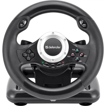Игровой руль для автосимуляторов Defender, 10 кнопок, вибрация, USB, черный