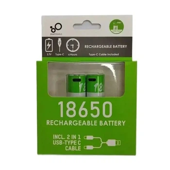 Комплект 2 шт. акумуляторні батареї Smartoools 18650 3.7V 2000Mah з зарядкою Type-C (Зелений)