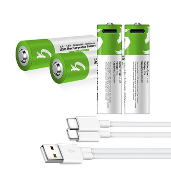 Акумуляторні батарейки Smartoools AA 1.5V 1700 mAh з USB-C зарядкою, 4 шт (Зелений)