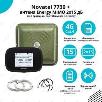 4G комплект для интернета WIFI роутер Novatel 7730 + MIMO антенна ENERGY 15 Дб 1700 - 2700 МГц