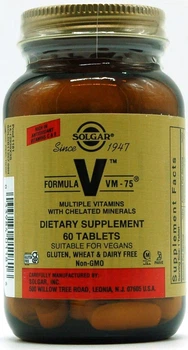 Мультивітаміни Solgar Formula V VM 75 Multiple Vitamins with Chelated Minerals 60 таб