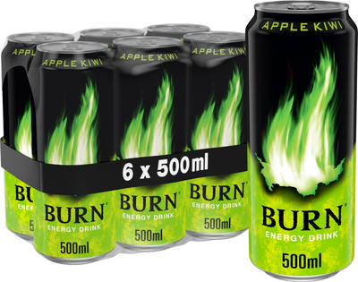 Упаковка енергетичного напою Burn Apple Kiwi 0.5 л х 6 банок (5060466510982)