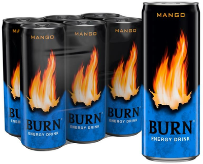 Упаковка енергетичного напою Burn Mango 0.25 л х 6 банок (5060466519619)