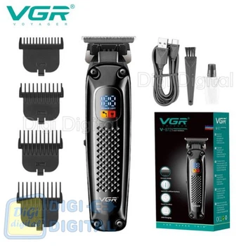Триммер VGR V-972 Professional, аккумуляторный, LED-дисплей, 4 насадки