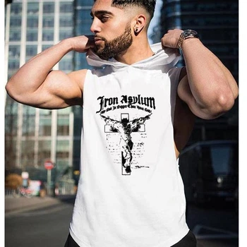 Безрукавка мужская с капюшоном Iron Asylum белая 2XL