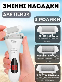 Сменные роликовые насадки комплект роликовых головок для электрической пемзы для ног сменные картриджи для пемз Swan Beauty набор насадок для удаления огрубевшей кожи 3 шт.