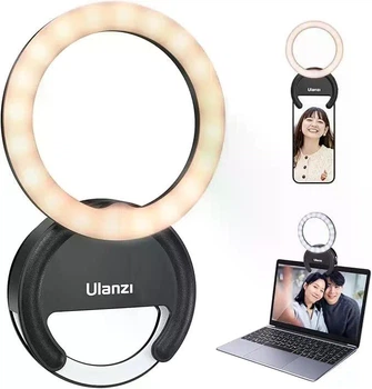 Кольцевая лампа Ulanzi F-100, 10 см, 40 LED (SMD2835), 2 Вт, 3000–6500K, аккумулятор 500 мА·ч