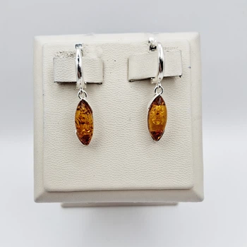 Сережки серебряные с янтарем 3,52 г